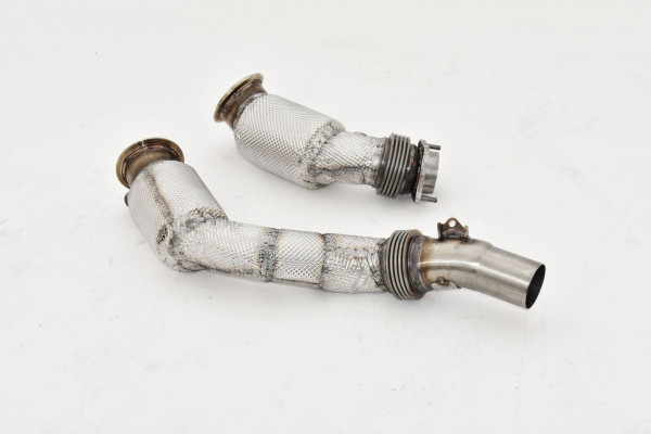 2x80/65mm Downpipe mit 200 Zellen HJS Sport-Kat. Edelstahl